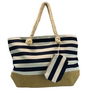 Chadwicks Striped Beach Tote Large Capacity Canvas Handbag Sturdy Market Bag